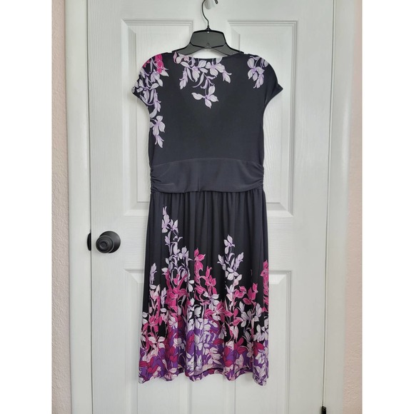 APT 9 V Neck Floral Midi Dress Length 41” Poly Spandex Size PM - Picture 3 of 5